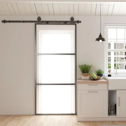 HOMCOM Puerta Corredera con Herrajes Cierre Suave 91,4x203,2 cm Negro