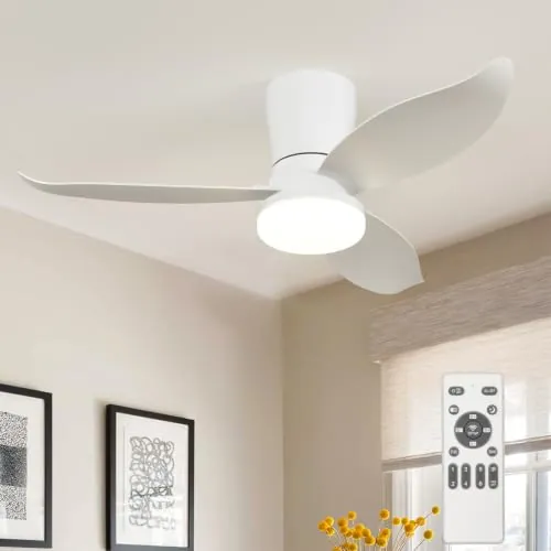 KaleidoFan 95CM Ventilador Techo con Luz con Mando a Distancia - Lámpara Ventilador Silenciosa 6 Velocidades Dc Reversible Ventilador Plafón Regulable Temporizado