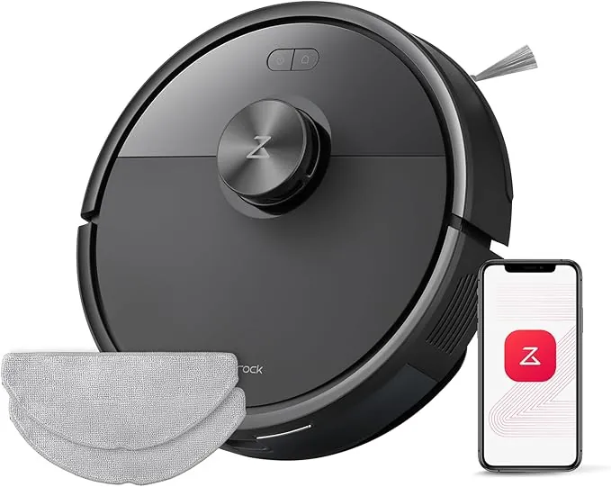 roborock Q7 M5 Robot Aspirador y Fregasuelos 2 en 1 de 10000 Pa, Robot Vacuum con Doble Sistema Antienredos, Navegación PreciSense LiDAR, Controlado por App y Comando por Voz (Negro Set)