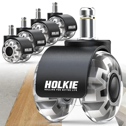 HOLKIE Ruedas Para Silla Oficina 10 x 22 mm Gris Juego de 5 Ruedas de Goma 1KEA Suaves y Silencioso 360 Grados Rotación Apto Para Parquet Alfombras laminado y azulejos baldosas de cerámica