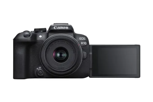 CANON EOS R10 Cámara Mirrorless + Objetivo RF-S 18-45 mm F4.5-6.3 IS STM, Cámara Evil APS-C (24,2 MP) -4 EV, Vídeo 4K 60 fps, Dual Pixel CMOS AF II, Pantalla Táctil de Ángulo Variable, Negro