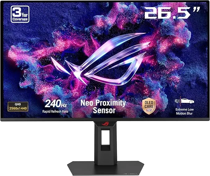 ASUS ROG Strix XG27AQDMES - Monitor Gaming de 27 Pulgadas, 1440p QD-OLED, 240 Hz, Neo Proximity Sensor, OLED Care Pro, ELMB, 99% DCI-P3, DisplayWidget Center
