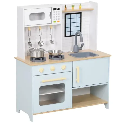 AIYAPLAY Cocina de Juguete con Sonido para Niños +3 Años Fogón Horno Azul