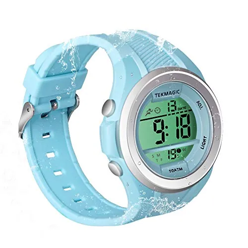 TEKMAGIC 10 ATM Impermeable Niños Niñas Reloj de Pulsera para Bucear Nadar con Funciones de Cronómetro, Cronógrafo, Alarma, Zona Horaria Dual, Formato de 12/24 Horas