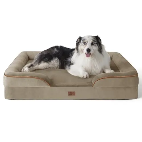 Bedsure Sofá Perro Ortopédica Extra Grande - Cama Perro Viscoelastica y Lavable, Colchon Perro con Funda Desenfundable y Forro Impermeable, Marrón Claro, XL