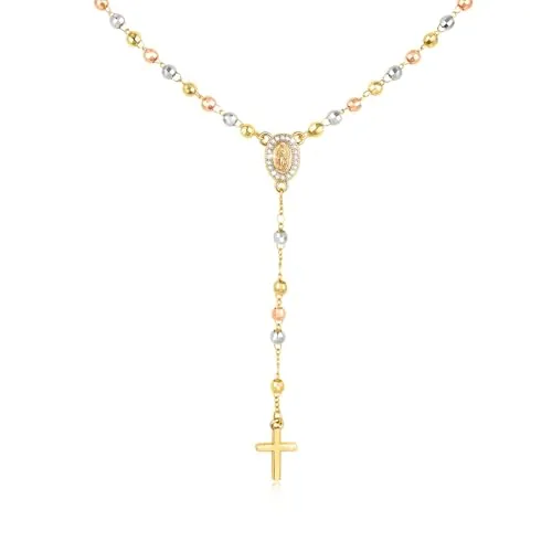 Regalos de comunión para niñas Cruz Cadena - Rosario en Y Cadena con Colgante de Cruz Virgen María Cruz Collar, Collar de Cruz para Niñas, Regalo de Bautizo Confirmación Primera Comunión Confirmación