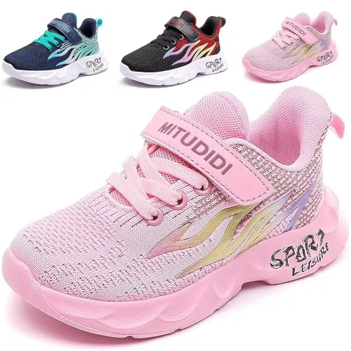 Zapatillas de Correr Niñas 27 Zapatillas de Niños Verano Deportivas Zapatos de Running Ligeras Zapatos de Walking Niña Transpirable Sneakers Baloncesto Calzado Deportivo Rosa 6888