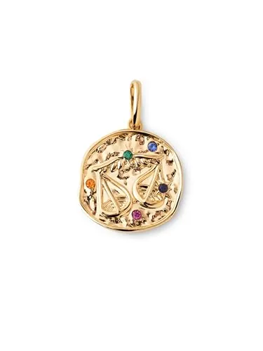 SINGULARU - Charm Organic Colors Zodiaco. Colgante en Latón con Acabado Baño de Oro de 18Kt. Charm Combinable con Collar. Joyas para Mujer. Libra