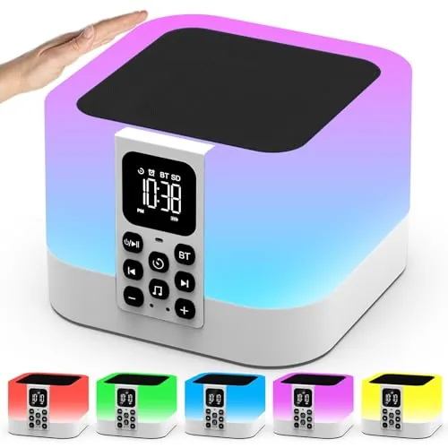 AUYLE Altavoz Bluetooth con Luz Nocturna y Despertador Digital