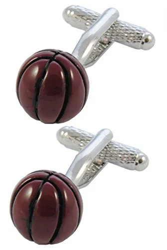 Gemelos Camisa Hombre Baloncesto - Con Caja - Gemelos para Camisas - Pelota de Baloncesto - Jugador Deporte Basketball - Latón - Color Marrón - Un Par