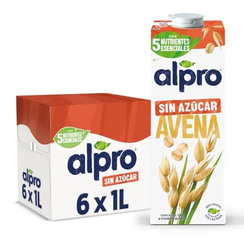 Alpro Bebida Vegetal de Avena sin Ázucar - Pack de 6 x 1L