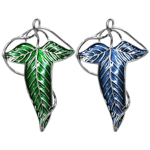 Lote de 2 broches en forma de hoja de elfo, broches medievales para mujer, broches personalizadas, broches vintage, perfectas para amantes de El Señor de los Anillos y aficionados a los pasatiempos,