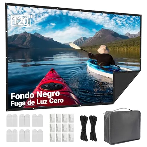 LEORFI Pantalla Proyector 120 Pulgadas con Fondo Negro Opaco Portátil