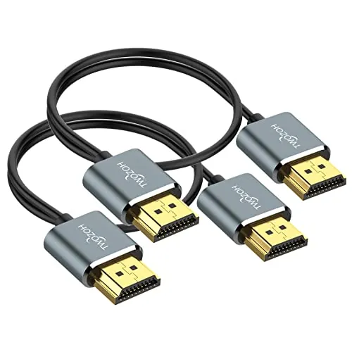 Twozoh Cable HDMI Flexible y Delgado 0,5M 2 Unidades, Cable HDMI Ultrafino compatible con alta velocidad 4K&60Hz 18Gbps 2160P/1080P