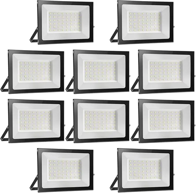 loyal 10 Pack Foco LED Exterior 50W, Alto Brillo 5000LM Proyector LED Exterior Iluminación 6000K Blanco Frío, Luz de Seguridad Impermeable IP65, Lampara LED Pared Techo para Jardín Garaje Terrazas