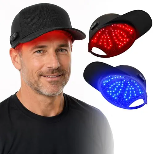 Gorra Láser Crecimiento Cabello, 40 Diodos LLLT & 246 LEDs, 460/660/850nm | Inalámbrica y Recargable, 4 Modos, Temporizador 10 Min para Hombres y Mujeres con Raya Más Ancha o Coronilla Menos Densa
