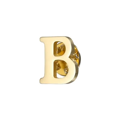 PATIKIL Broches De Solapa De Letras, Inicial Alfabeto Letra B Broches De Cuello Broches De Letras Para Mujeres Hombres Camisa Vestido Trajes Abrigo Cuello, Tono Dorado, Letra B