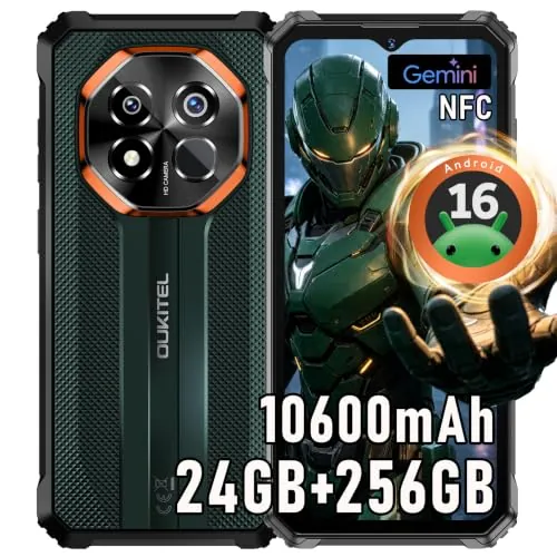 OUKITEL G7 Móvil Resistente Android 16, 24GB RAM+256GB ROM/TF 1TB, Verde