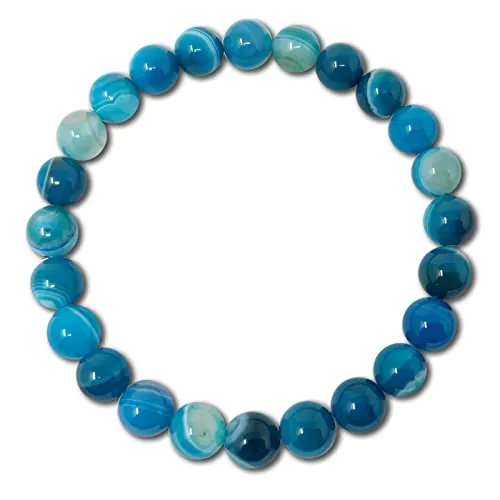 cotigo - Pulsera de Piedra Natural - Pulsera Hilo Elastico con Cuentas Piedra Natural - Distintas Piedras Semipreciosas para Mujer, Hombres Yoga Regalo (AGATA AZUL)