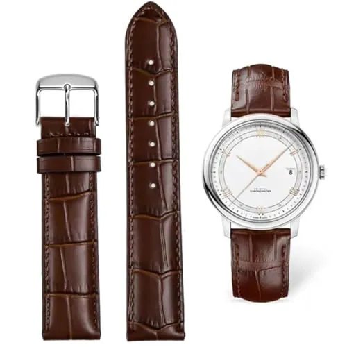 FOUUA Correa de reloj Correa de cuero genuino Correa de pulsera de repuesto en relieve de cocodrilo Oro Plata 12 13 14 15 16 17 18 19 20 21 22 24 mm