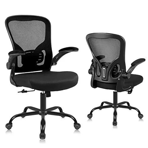 Youhauchair Silla Oficina con Reposabrazos Abatibles, Negra