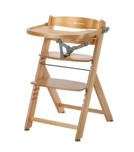 Bebeconfort Timba 2 Trona de Madera, Máx. 110 kg, Natural Wood | Trona Evolutiva y Ergonómica, Desde 6 Meses, Se Adapta a Mesas, Bandeja Extraíble, Asiento y Reposapiés Ajustables