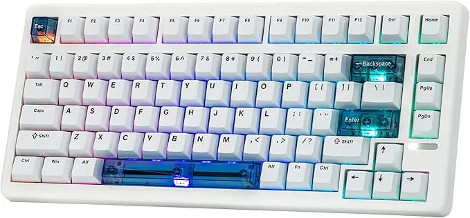 EPOMAKER HE80 Teclado para Juegos con Hall Effect, Sondeo de 8000Hz y Escaneo de 32K,Gasket Suave,DKS,SOCD, RGB,Hot-Swappable,Teclado Mecánico con Cable para PC y Mac (Blanco, Magnetic Linear Switch)