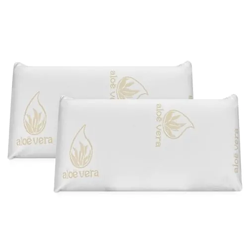 DUÉRMETE ONLINE - Almohada Viscoelástica Aloe Vera Visco | Máximo Confort y Excelente Adaptabilidad con Propiedades Antiestrés | 2 Unidades de 70 x 40 cm