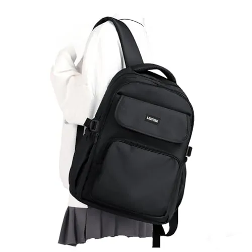 HYC00 Mochilas Escolares Adolescente Mochila Colegio Niña Universitaria Backpack Mochilas Tipo Casual Mochila Escolar Mochila Instituto Mujer Escolar Mochila Portatil 14 Pulgadas para Trabajo,Negro