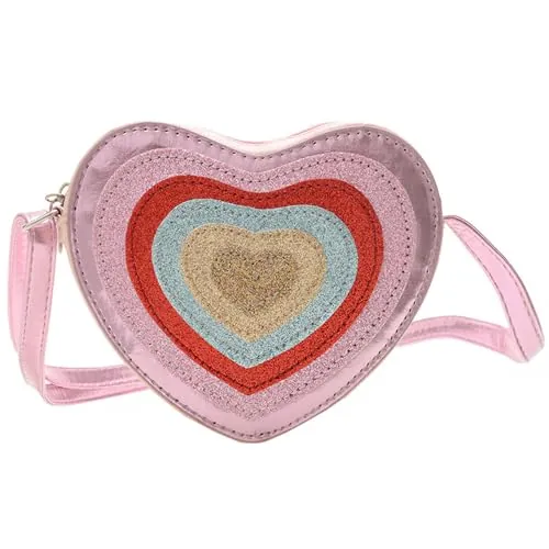 YGCHEN Niña Bolso Bandolera Forma de Corazón Bolso de Mano Brillante Bolso Cruzado Elegantes Bolsos Bandolera para Niña Mujer