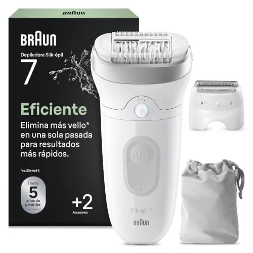 Braun Silk·épil 7 Depiladora Eléctrica Mujer, 7-030, Plata