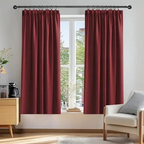 Deconovo Cortinas Opacas Térmicas, 2 Piezas, 117x138 cm, Rojo Oscuro