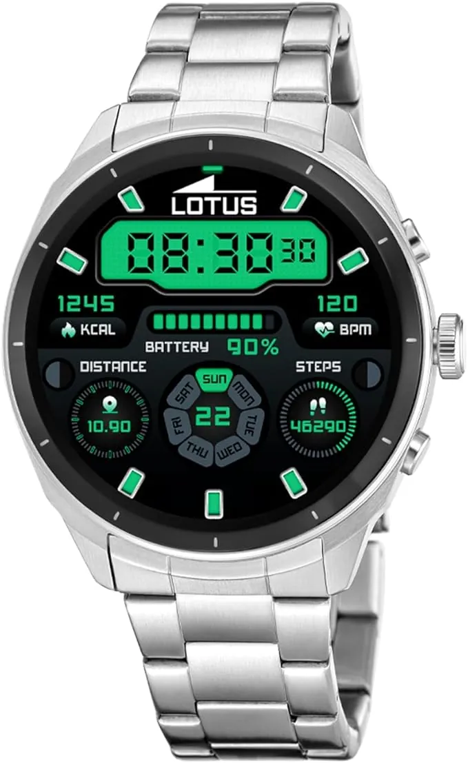 LOTUS Reloj Inteligente Hombre - Smartwatch Hombre de Acero Inoxidable 316L - Resistente al Agua IP65 - Voz IA, Control Música, Cuenta Pasos y Calorías, Teléfono 50206/1 Nexo - Smartime 2nd Gen