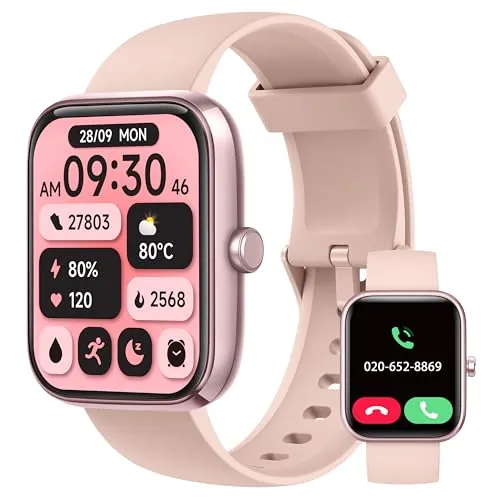 KALINCO 1.83" Smartwatch Mujer, Reloj Inteligente Mujer Hombre con Alexa,Recibir y Contestar Llamadas, Podómetro, Sueño, Estrés, SpO2, 100+ Modos Deportivo Pulsera Actividad para iOS Android