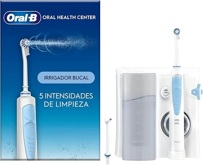 Oral-B Centro De Salud Bucal Con Irrigador Dental, 1 Cabezal Oxyjet y 1 Cabezal Water Jet, Irrigador Bucal Con 5 Modos De Presión de Agua, Regalos Orginales