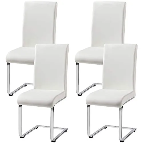 Yaheetech Pack de 4 Sillas de Comedor Cocina Moderna Tapizada de Blanca