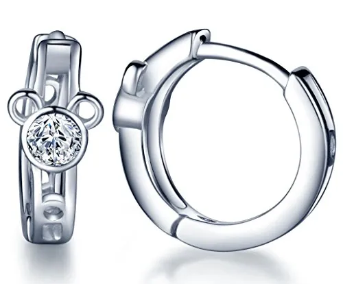 Unendlich U Pendientes de aro de plata de ley 925 con circonitas cúbicas para mujeres y niñas pendientes pequeños con cierre tipo criollo vienen