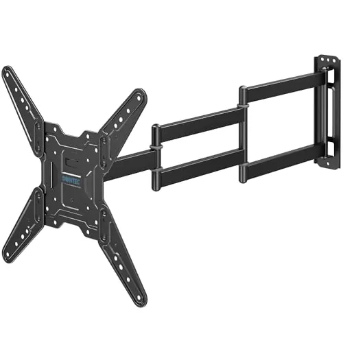 BONTEC Soporte TV Pared de 26-65 Pulgadas, Soporte TV para LED LCD OLED Plano y Curvo, Brazo TV Extensible 950 mm, Inclinable y Giratorio, Diseño Que Ahorra Espacio, Carga 35 kg, Máx. VESA 400x400 mm