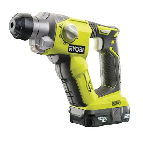 RYOBI - Martillo Combinado SDS+ 18V ONE+ - Martillo Neumático 4 Modos (Hormigón, Madera, Metal, Cerámica) - Energía de Impacto 1,3 J - Velocidad 0-1300 rpm - Sin Batería ni Cargador - R18SDS-0