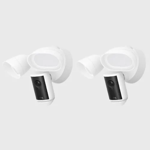 Ring Cámara Pro con focos (Floodlight Cam Pro, última generación) | Cámara de seguridad exterior | Retinal 4K, Zoom 10x, focos de 2000 lúmenes | Prueba gratuita de 30 días del plan de suscripción Ring | 2 Cámaras
