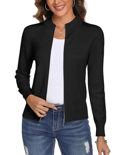 Aottori Suéter Cárdigan Mujer Manga Larga Casual Negro XL