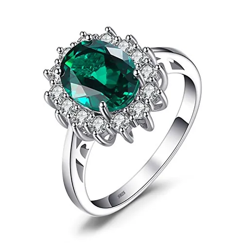 JewelryPalace Anillos Princesa Diana Kate Middleton, Anillos de Compromiso Plata de ley 925, Anillo Alianzas, Joyería de Aniversario Personalizada con Zafiro y Esmeralda