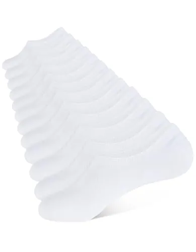 CLOSEMATE 6 Pares Calcetines Invisibles Pinkies Hombre Mujer Verano Tobilleros de Algodón Transpirables Cortos Antideslizantes Silicona Bajos (6Blancos,M)