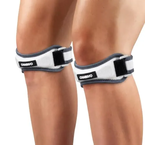CAMBIVO Rodillera Adjustable x2, Cinta Rotuliana, Rodilleras Menisco y Ligamento con Correa para Tendón Rotuliano, Correr, Saltar, Gym, Alivio de la Tendinitis, Estabilización de la Articulación