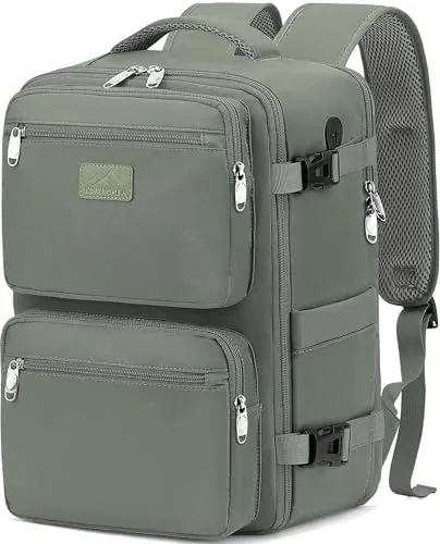 LYNXCHER Mochila Viaje Cabina Avion 45x36X20 pour Easyjet Mochila Cabina de Viaje Equipaje Antirrobo 30L Mano Bolso Hombre Mujer para Computadora Portatil de15.6 Pulgadas Verde Claro