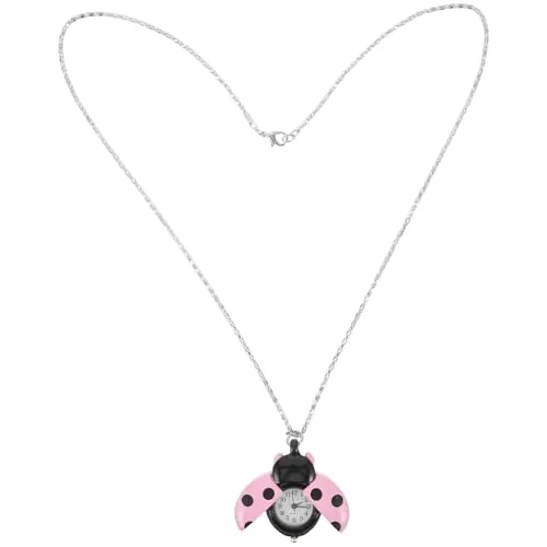 AKOOSY Reloj de Bolsillo de Cuarzo Vintage Reloj de Mariquita Elegante con Cadena Larga Bonito Collar con Colgante de Animal de Suéter para Mujeres Hombres Niñas y Adolescentes