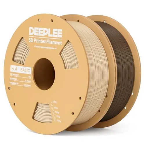 DEEPLEE Filamento PLA Basic 1.75 mm, Pack 2 x 1 kg, Beige y Marrón
