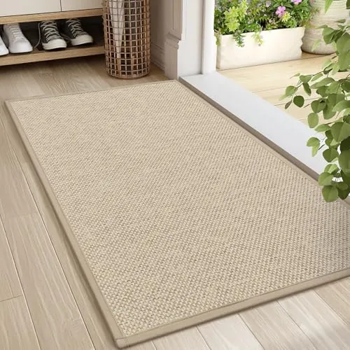 LEKEEPGO Felpudo Entrada Casa 60 x 90 cm, Alfombra Entrada Antideslizante, Felpudo de Entrada Absorbentes Lavable, Alfombrilla para Entrada, Pasillo, Cocina, Caqui