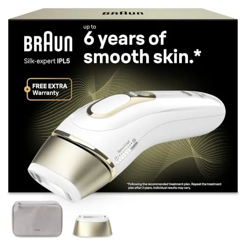 Braun Depiladora Luz Pulsada Silk·expert Pro 5, PL5110, Blanco/Oro