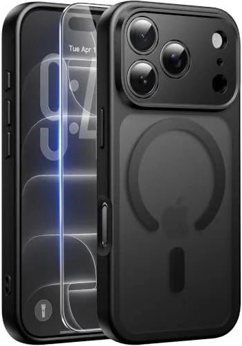Qasyfanc Funda para iPhone 18 Pro con Protector Pantalla, Negro